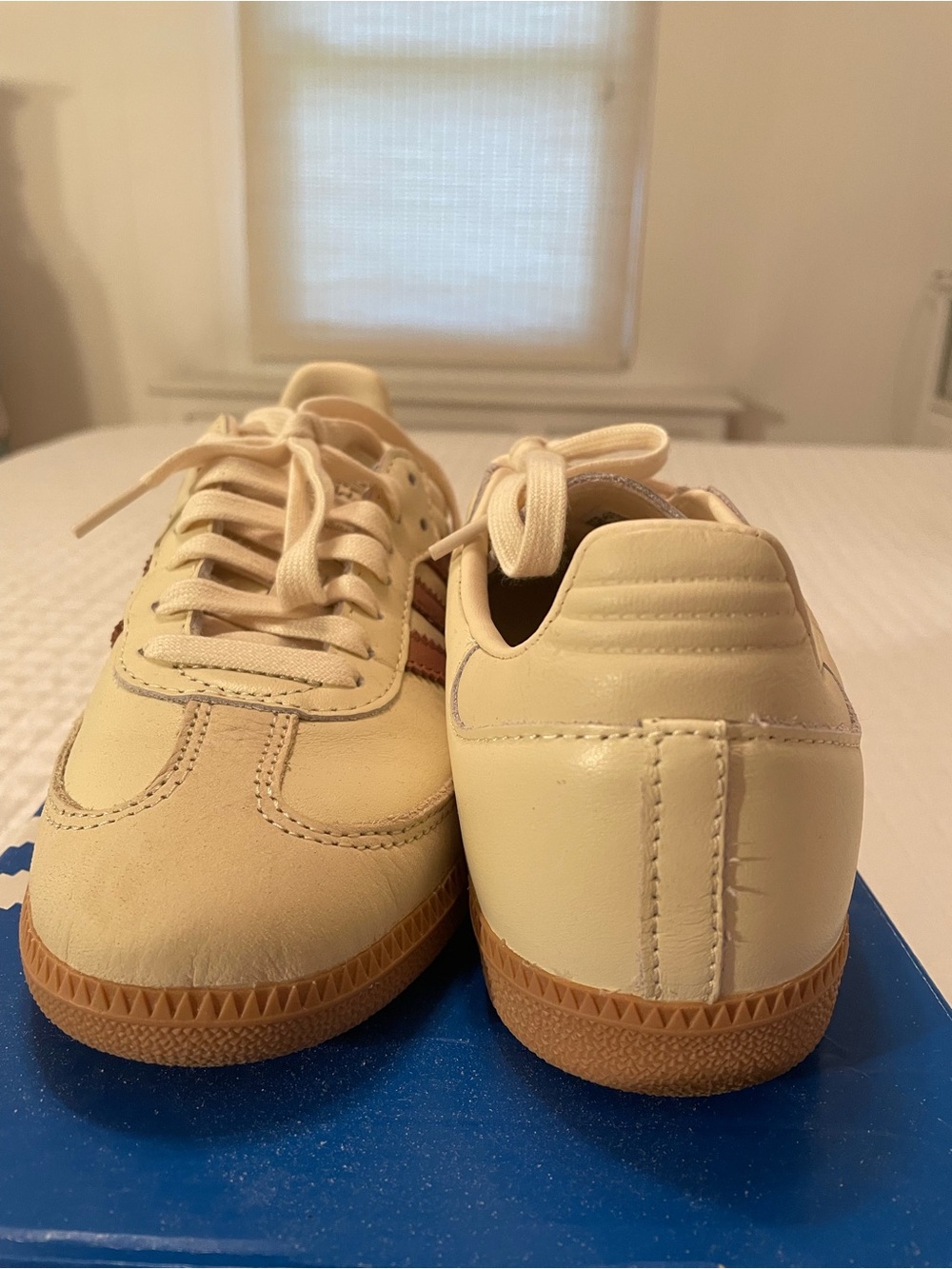adidas Cream Sneakers with Brown Stripes - Picture 2 of 5